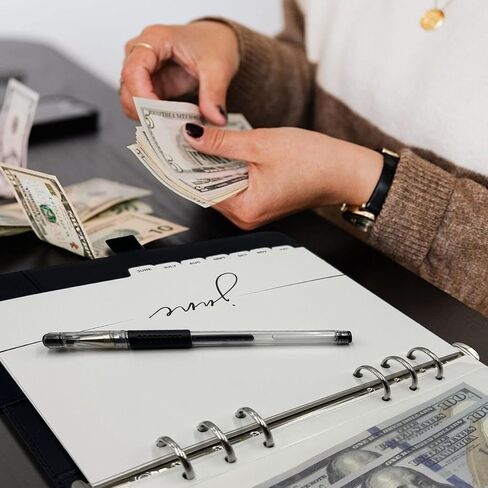 موثق مخطط الميزانية خفيفة الوزن مع الأظرف النقدية - A5 بلاستيك منظم مالي 6 حلقات مع مقاطع شهرية - مجموعة أموال كاملة in Saudi Arabia