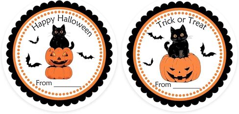 Halloween Gifts Tags Stickers, 60Pcs Funny Halloween Gifts Label Stickers Pumpkin Black Cat Halloween Name Tags Sticker Label for Gift Bags, Envelope Seals, Party Decoration in Saudi Arabia