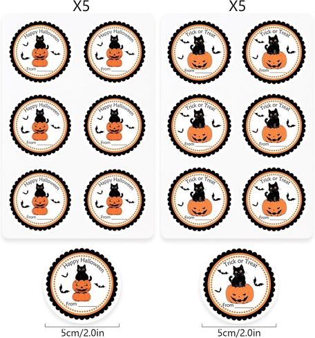 Halloween Gifts Tags Stickers, 60Pcs Funny Halloween Gifts Label Stickers Pumpkin Black Cat Halloween Name Tags Sticker Label for Gift Bags, Envelope Seals, Party Decoration in Saudi Arabia