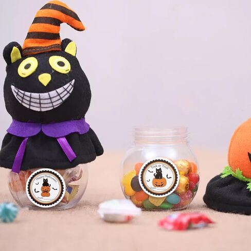 Halloween Gifts Tags Stickers, 60Pcs Funny Halloween Gifts Label Stickers Pumpkin Black Cat Halloween Name Tags Sticker Label for Gift Bags, Envelope Seals, Party Decoration in Saudi Arabia