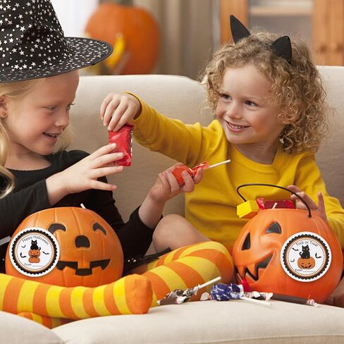 Halloween Gifts Tags Stickers, 60Pcs Funny Halloween Gifts Label Stickers Pumpkin Black Cat Halloween Name Tags Sticker Label for Gift Bags, Envelope Seals, Party Decoration in Saudi Arabia