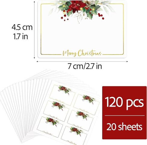 120pcs Christmas Gift Tags Stickers Sticky Labels Large Blank Xmas Name Tags for Presents Holiday (Holly Berry) in Kuwait
