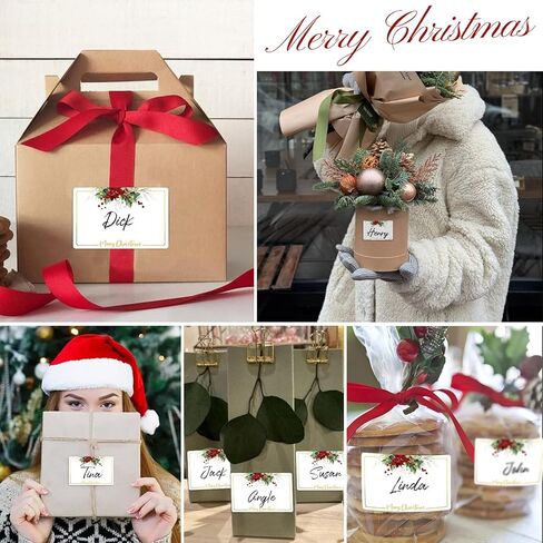 120pcs Christmas Gift Tags Stickers Sticky Labels Large Blank Xmas Name Tags for Presents Holiday (Holly Berry) in Kuwait