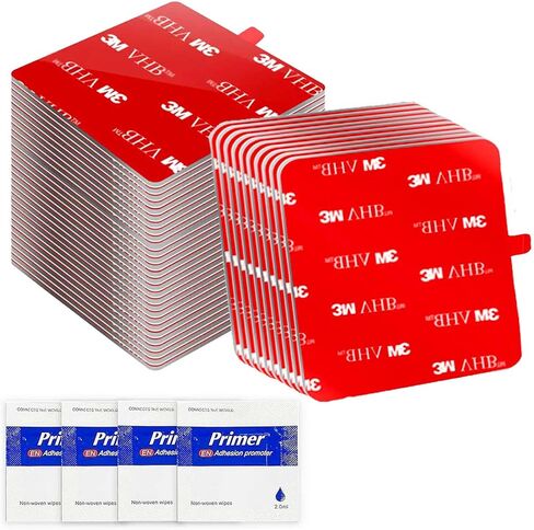 Square Double Sided Adhesive Pads, 3M VHB 0.03in Thick Double Sided Tape, Waterproof Mounting Tape for Indoor and Outdoor, Home Decoration, Car 1" X 1", 48 Pcs (Square 1''-48pcs) in Kuwait
