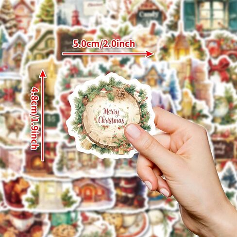 50 PCS عيد الميلاد ملصقات موضوعات ، ملصقات حفلات عطلة عيد الميلاد المقاومة للماء ، أطفال وشارات الشباب لكتاب سجل القصاصات ، حفل عيد الميلاد المفضل (عيد الميلاد-01) in Kuwait