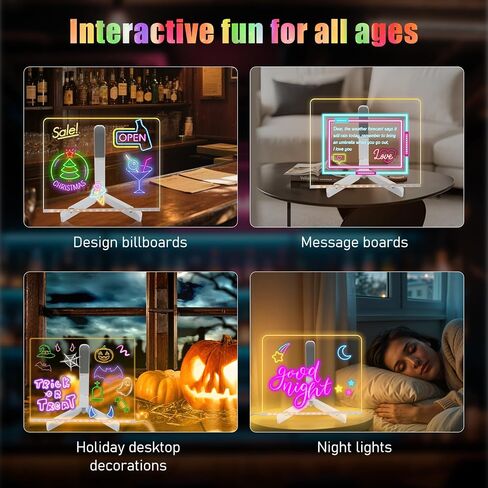 LED Note Board مع الألوان ، تضيء لوحة الرسائل الأكريليك ، لوحة محو أكريليك الجاف مع الضوء ، لوحة الرسم الخفيفة للأطفال والبالغين ، للمكتب المنزلي والمدرسة (11.8 * 7.9in) in Saudi Arabia