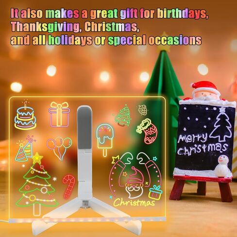 LED Note Board مع الألوان ، تضيء لوحة الرسائل الأكريليك ، لوحة محو أكريليك الجاف مع الضوء ، لوحة الرسم الخفيفة للأطفال والبالغين ، للمكتب المنزلي والمدرسة (11.8 * 7.9in) in Saudi Arabia