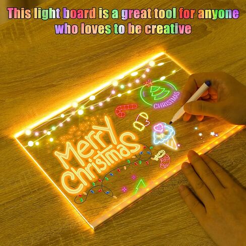 LED Note Board مع الألوان ، تضيء لوحة الرسائل الأكريليك ، لوحة محو أكريليك الجاف مع الضوء ، لوحة الرسم الخفيفة للأطفال والبالغين ، للمكتب المنزلي والمدرسة (11.8 * 7.9in) in Saudi Arabia