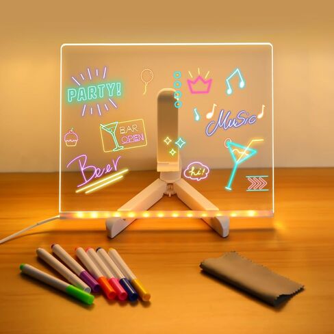 LED Note Board مع الألوان ، تضيء لوحة الرسائل الأكريليك ، لوحة محو أكريليك الجاف مع الضوء ، لوحة الرسم الخفيفة للأطفال والبالغين ، للمكتب المنزلي والمدرسة (11.8 * 7.9in) in Saudi Arabia