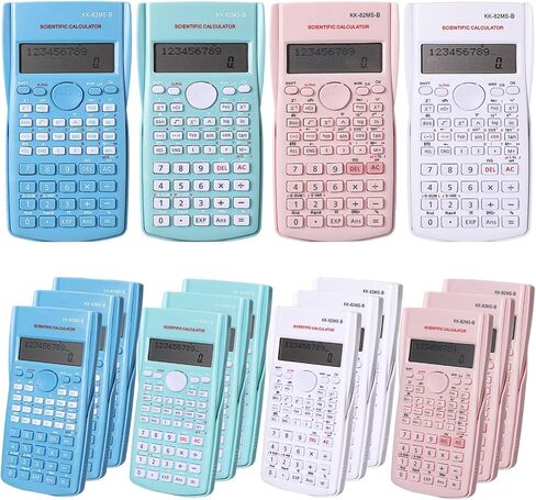 16 Pcs 2 Line Engineering Scientific Calculator Display Function LCD Math Calculator Ideal Non Graphing Scientific with Cover for School Classroom Office Business Pink, Blue, Green, White in Saudi Arabia