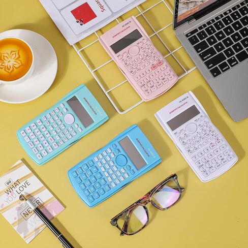 16 Pcs 2 Line Engineering Scientific Calculator Display Function LCD Math Calculator Ideal Non Graphing Scientific with Cover for School Classroom Office Business Pink, Blue, Green, White in Saudi Arabia