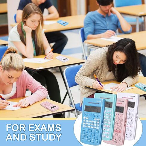 16 Pcs 2 Line Engineering Scientific Calculator Display Function LCD Math Calculator Ideal Non Graphing Scientific with Cover for School Classroom Office Business Pink, Blue, Green, White in Saudi Arabia
