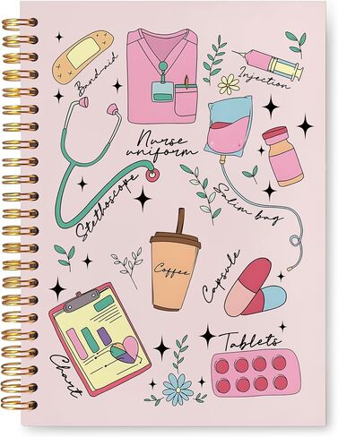 Nurse Notebook, Nursing Notebook, Nursing Student Gifts, Nurse Appreciation Gifts, Nurse Supplies, Pink Nurse Hardcover Spiral Journal Notebook 5.5x8.3 Inch in Kuwait