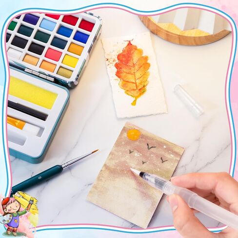 Prudiut Watercolor Paint Set, 50 Colors, Watercolor Set with Watercolor Paper, Palette, Brushes, Ideal for Adults Kids Beginners Artists in Saudi Arabia