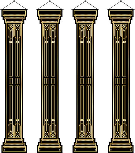 4pcs 1920 ، تزيين الحفلات ، لافتات 20 لافتات سوداء وذهبية ، تسقط لافتات الجدار ، الجدار الليلي صورة خلفية خلفية لتوصيلات ديكور حفلة عيد ميلاد in Saudi Arabia