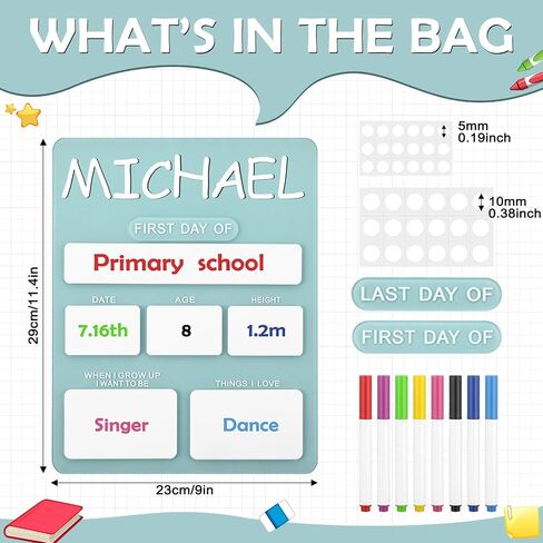 تخصيص Chunful First and Last Day of School Board اسم أكريليك قابلة لإعادة الاستخدام من تسجيل الدخول إلى Scist Back to School Photo Prop Supplies for Preschool Ristergarten Homes ، 11 × 9 Inch in Saudi Arabia