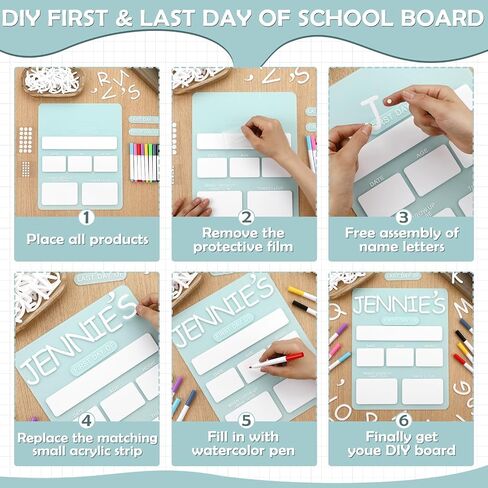 تخصيص Chunful First and Last Day of School Board اسم أكريليك قابلة لإعادة الاستخدام من تسجيل الدخول إلى Scist Back to School Photo Prop Supplies for Preschool Ristergarten Homes ، 11 × 9 Inch in Saudi Arabia