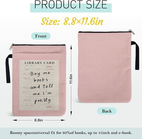 Buy Me Books and Tell Me I'm Pretty Book Sleeve for Librarian, Book Lovers Bookish Group Club Gifts for Women, Book Cover with Zipper and Handle for Paperbacks 9 x 12 Inch in Saudi Arabia