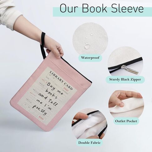 Buy Me Books and Tell Me I'm Pretty Book Sleeve for Librarian, Book Lovers Bookish Group Club Gifts for Women, Book Cover with Zipper and Handle for Paperbacks 9 x 12 Inch in Saudi Arabia