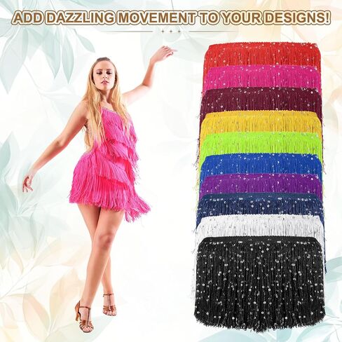 Meccanixity 6 "سلسلة متتالية متسلسلة ، 5 ياردة شرابة الخياطة تلميذات الحفلات لحفلة أزياء رقص المرحلة اللاتينية ، الأزرق in Kuwait