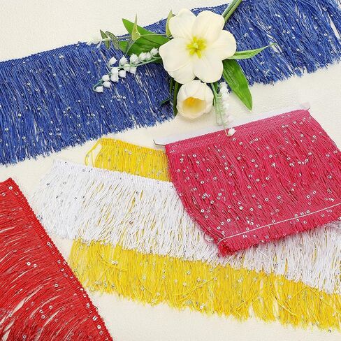 Meccanixity 6 "سلسلة متتالية متسلسلة ، 5 ياردة شرابة الخياطة تلميذات الحفلات لحفلة أزياء رقص المرحلة اللاتينية ، الأزرق in Kuwait