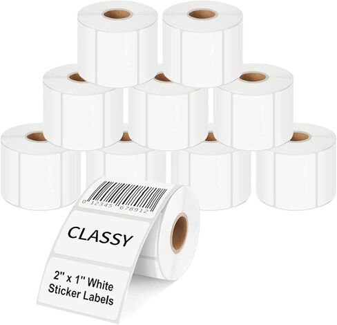CLASSY 2" x 1" Direct Thermal Labels, Barcode & Return Address, Compatible with Zebra & Rollo Printers (1300 Labels) in Kuwait