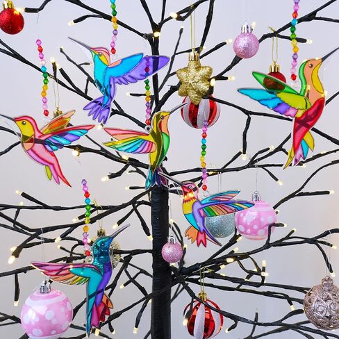 Winlyn 24 Sets Hummingbird Suncatcher Decorations DIY Window Paint Art Craft Kits Rainbow Bird Painting Kit for Kids Classroom stivities pridting summer camping party project project project in Saudi Arabia