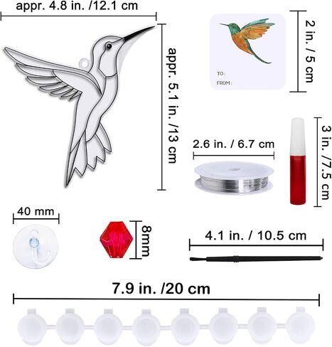 Winlyn 24 Sets Hummingbird Suncatcher Decorations DIY Window Paint Art Craft Kits Rainbow Bird Painting Kit for Kids Classroom stivities pridting summer camping party project project project in Saudi Arabia