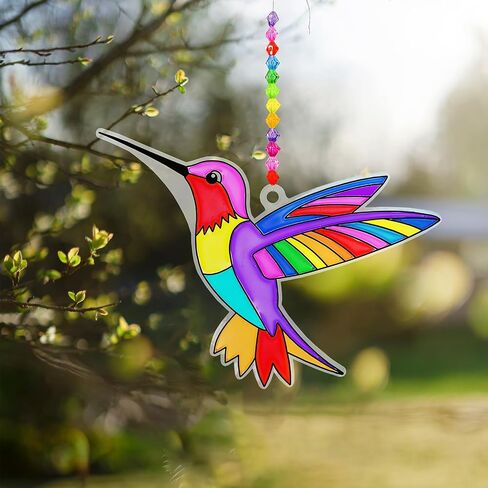 Winlyn 24 Sets Hummingbird Suncatcher Decorations DIY Window Paint Art Craft Kits Rainbow Bird Painting Kit for Kids Classroom stivities pridting summer camping party project project project in Saudi Arabia