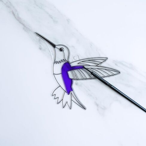 Winlyn 24 Sets Hummingbird Suncatcher Decorations DIY Window Paint Art Craft Kits Rainbow Bird Painting Kit for Kids Classroom stivities pridting summer camping party project project project in Saudi Arabia