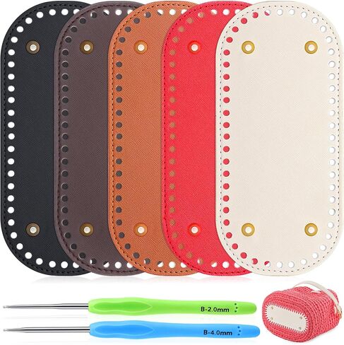 SilTriangle 5 Pcs Purse Bottoms for Crochet Bags with 2 Pcs Hook, Crochet Purse Kit Basket Base Leather Bag Bottoms for DIY Bags Making Supplies Kit Knitting(Classic Color) in Kuwait