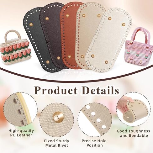 Siltriangle 5 PCS Bres Burse لأكياس الكروشيه مع خطاف 2 PCS ، محفظة الكروشيه قيعان القاعدة قاعدة السلة للأكياس لأكياس DIY تصنيع مستلزمات Knitting (اللون الكلاسيكي) in Saudi Arabia
