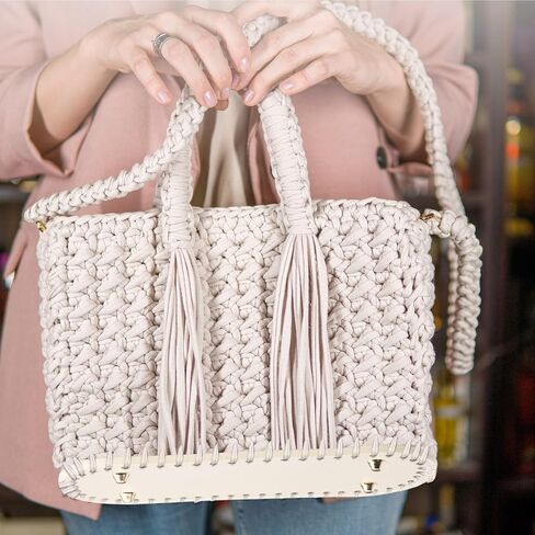 SilTriangle 5 Pcs Purse Bottoms for Crochet Bags with 2 Pcs Hook, Crochet Purse Kit Basket Base Leather Bag Bottoms for DIY Bags Making Supplies Kit Knitting(Classic Color) in Kuwait