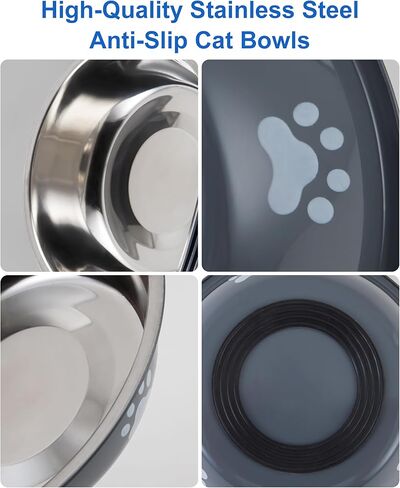 6 PCS Stainless Steel Cat Bowls, Non-Slip Stainless Cats Food Bowl Metal Cat Dishes Whisker Fatigue Kitten Plates Shallow Wide Kitten Bowls, 5.5" Whisker Friendly Food Dish (Bright Green) in Kuwait