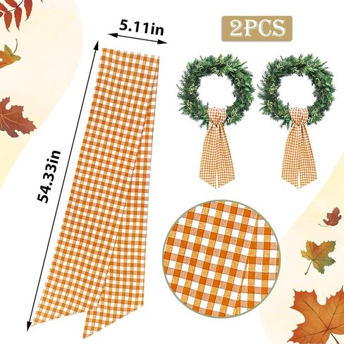 إكليث وشاح للباب الأمامي برتقالي أبيض بوفالو أكاليل بلود أكاليل ساتان ساتان جارلاند الشريط إكسسوارات لزهور الزهور في الهواء in Kuwait