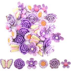 دبابيس دفع للوحة الفلين ، Purple Flower Pushpins ، Thumb Tooms Thumb Toots for Bulletin Poard Map File Photo Office Home Dispins (30pcs) in Kuwait