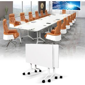 Conference Table White Folding Conference Room Tables,Bussiness Table with Flip Top Design, Mobile Training Meeting Tables Suitable 2-10 People for Office Meeting Room (2 55.1') in Saudi Arabia