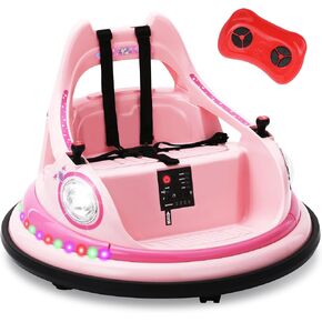 12V Kids Electric المصد سيارة للأطفال الصغار-لعبة Kiddokidz Ride-On مع Parent Remote ، 360 ° تدور ، أضواء وأصوات ، ملصقات DIY 2 PCS ، 2 سرعتين ، وردي in Kuwait