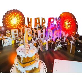 Ribbli Birthday Cards, Firework Pop Up Card with Light and Music, Musical Birthday Card for Men Women, 8.2 x 5.7 Inches with Envelope in Saudi Arabia