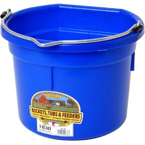 P8FBBLUE Plastic Flat Back Bucket for Horses, 8-Quart, Blue in Saudi Arabia