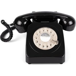 746 Rotary 1970s-style Retro Landline Phone - Curly Cord, Authentic Bell Ring (Mustard) in Saudi Arabia