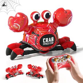 Remote Control Robot Crab Toy Car Red,Rechargeable with LED Lights and Music, Fast Crawling 360-Degree Stunt Rotation Cars, 2.4GHz RC Robot Toys, 3 4 5 6 7 8 9 10 Birthday Gifts for Boys and Girls in Saudi Arabia
