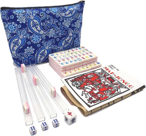 American Mini Mahjong Set 166 Mahjong Tiles 0.9-inch American Mahjong Game Pink Set Thickened Mah-Jongg Tiles Bag Mahjong Tile Set in Saudi Arabia