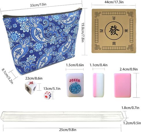American Mini Mahjong Set 166 Mahjong Tiles 0.9-inch American Mahjong Game Pink Set Thickened Mah-Jongg Tiles Bag Mahjong Tile Set in Saudi Arabia