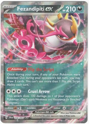Pokemon- Fezandipiti Ex 038/064- Fable Fable- Double Rare Foil- بطاقة واحدة in Saudi Arabia