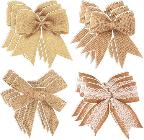 Fuutreo 48 Pcs Farmhouse Bow Wall Decals Burlap Bow Cutouts with Glue Points Classroom Bulletin Board Decor for Girls Party Home Bedroom Nursery Classroom Baby Shower Wall Decors in Saudi Arabia