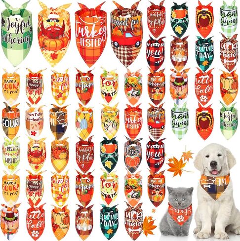 silkfly 60 pcs fall dog bandanas blaid plaid plaid shortgiving dog dicf bibs puppy bandanas kerchift absable costume assume succories for small tope cles dogs clas in Saudi Arabia