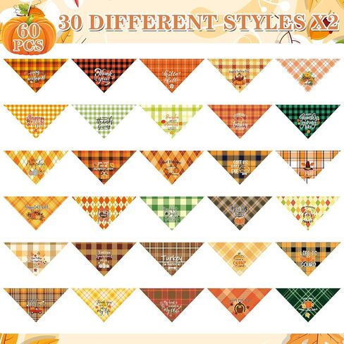 silkfly 60 pcs fall dog bandanas blaid plaid plaid shortgiving dog dicf bibs puppy bandanas kerchift absable costume assume succories for small tope cles dogs clas in Saudi Arabia