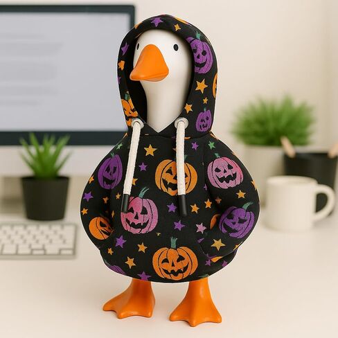 7 Inch Desk Goose Outfits Mini Porch Goose Hoodies Halloween Pumpkin Tabletop Goose Skeleton Costume Magnetic Goose Statue Key Holder Clothes for Table Decor (Pumpkin) in Saudi Arabia