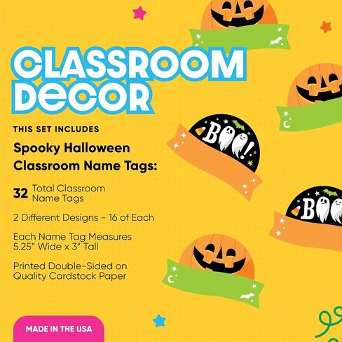Big Dot of Happiness Spooky Halloween - DIY Blank Paper Desk or Locker Labels - Classroom Name Tags - Set of 32 in Saudi Arabia